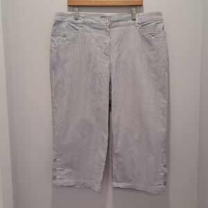 Karen Scott Blue & White Striped Nautical Coastal Beach Cottage Capri Pants 18W
